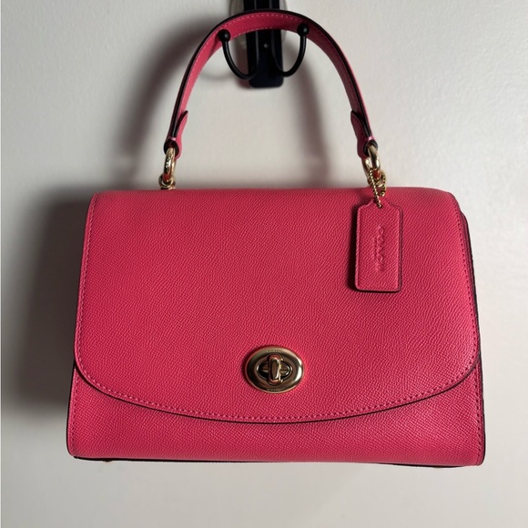 Coach Rose Pink Tilly Top Handle Satchel Classic Flap Leather Lock, 76618 - Picture 1 of 10